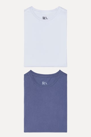 Kit 2 Camisetas Básicas Branca E Marinho